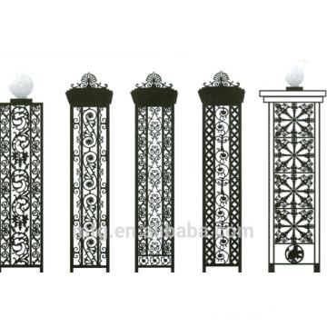 Valla de hierro fundido con varios patrones y estilos